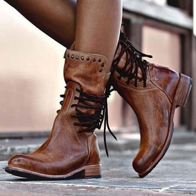 Sara™ | Leather Boots With Laces