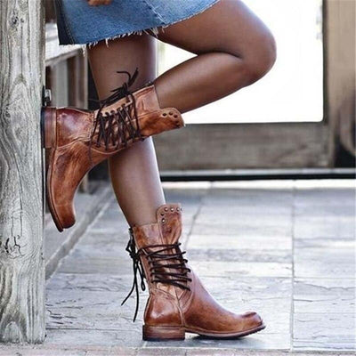 Sara™ | Leather Boots With Laces