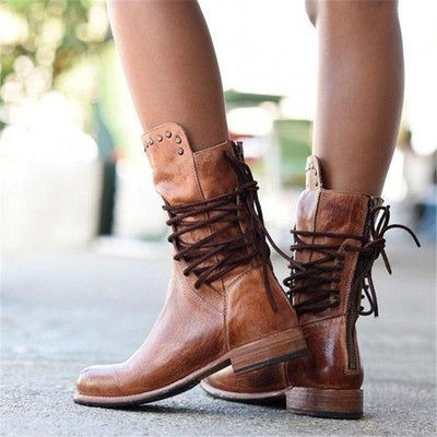 Sara™ | Leather Boots With Laces