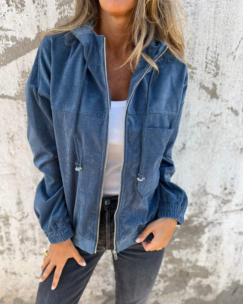 Ovelle™ | Corduroy hooded jacket with zip
