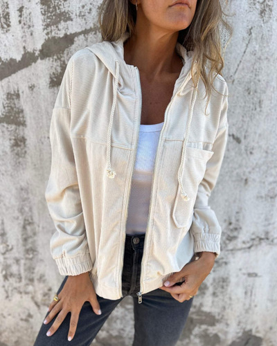 Ovelle™ | Corduroy hooded jacket with zip