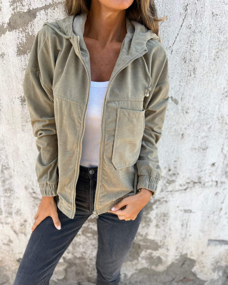 Ovelle™ | Corduroy hooded jacket with zip