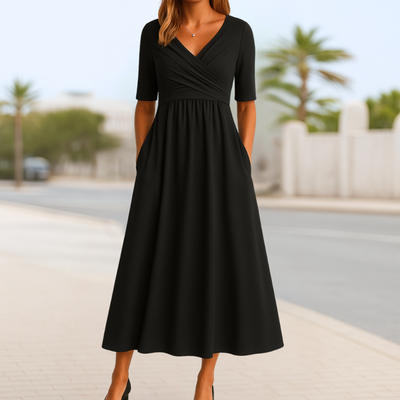 Monique | Short-sleeved crossover dress