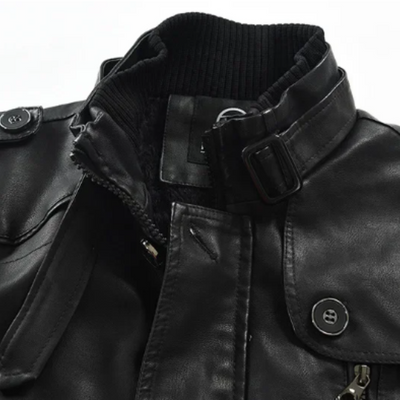 Elegant Long Vegan Leather Biker Jacket