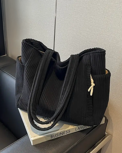 Tilda - Ribbed tote bag with cord detail