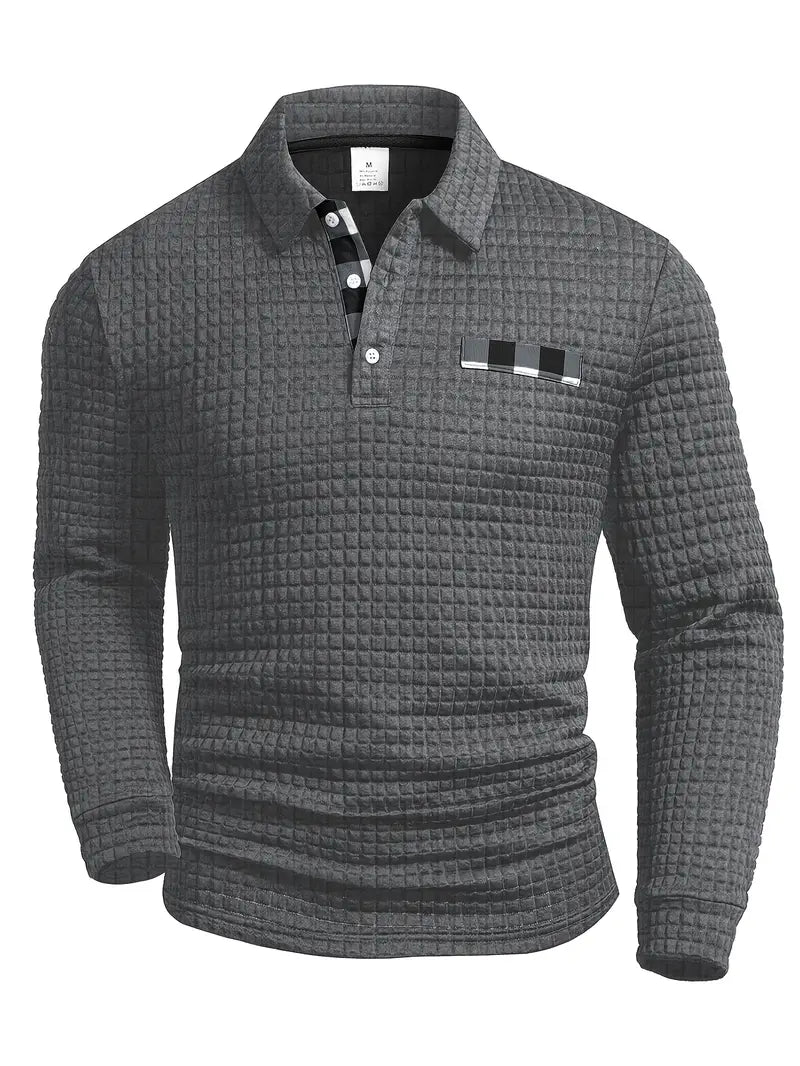 Gerippter Polo Pullover