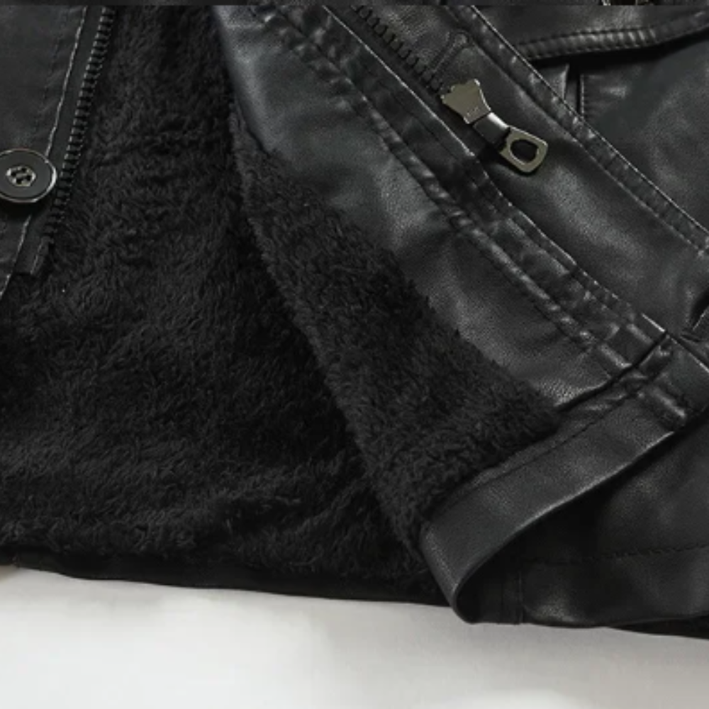 Elegant Long Vegan Leather Biker Jacket