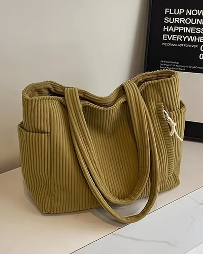 Tilda - Ribbed tote bag with cord detail