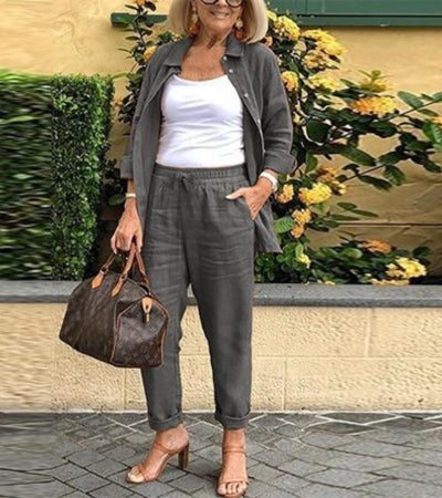 Martina - Linen and Cotton Shirt and Trouser Set