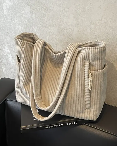 Tilda - Ribbed tote bag with cord detail