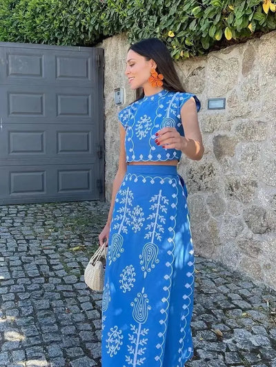 Camilla - Printed Top and Skirt Set