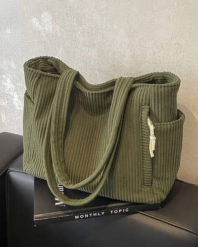 Tilda - Ribbed tote bag with cord detail
