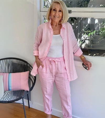 Martina - Linen and Cotton Shirt and Trouser Set