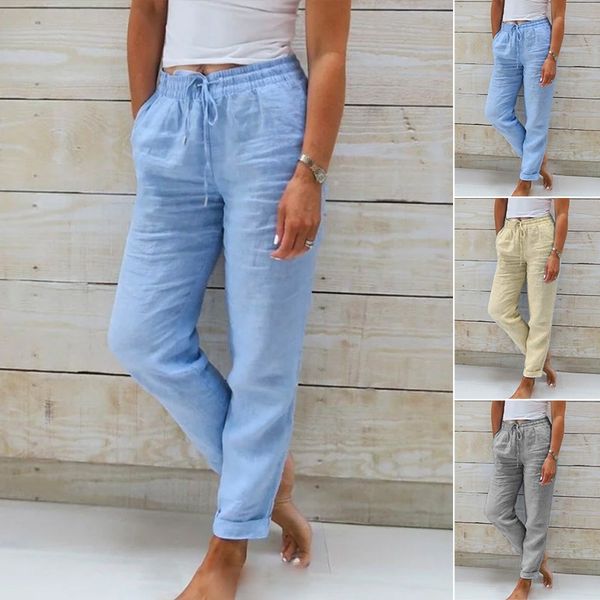 Janella – Cotton Linen Trousers with Elastic Waistband