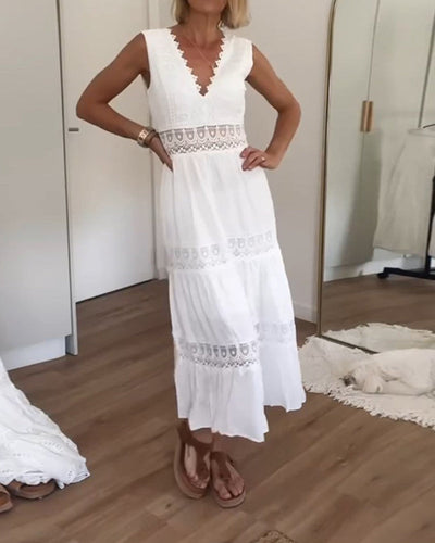Alexandra - White Plunge Dress