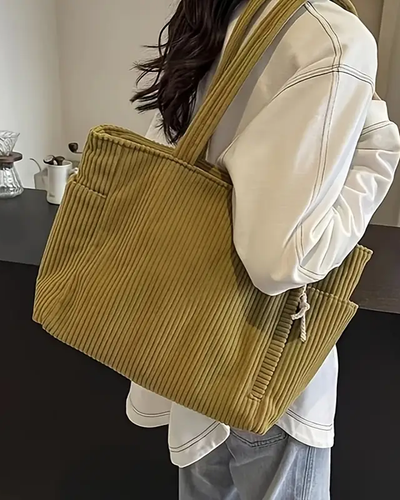 Tilda - Ribbed tote bag with cord detail