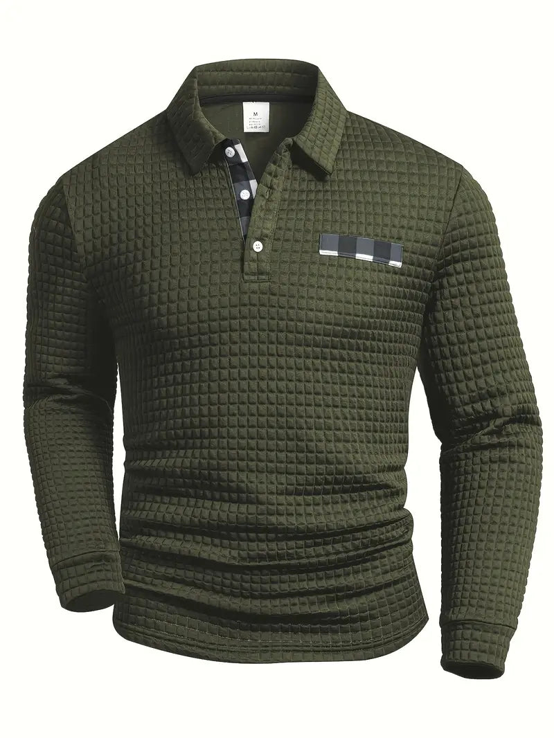 Gerippter Polo Pullover