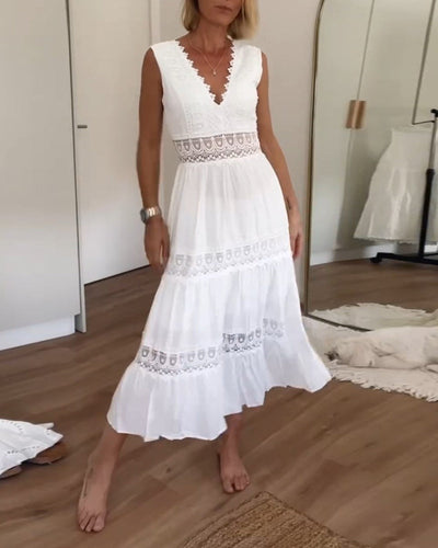 Alexandra - White Plunge Dress
