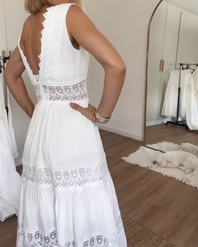 Alexandra - White Plunge Dress