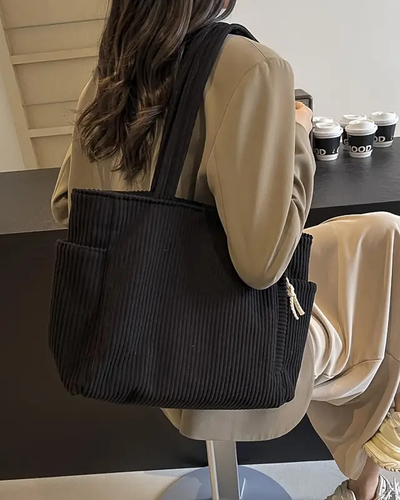 Tilda - Ribbed tote bag with cord detail