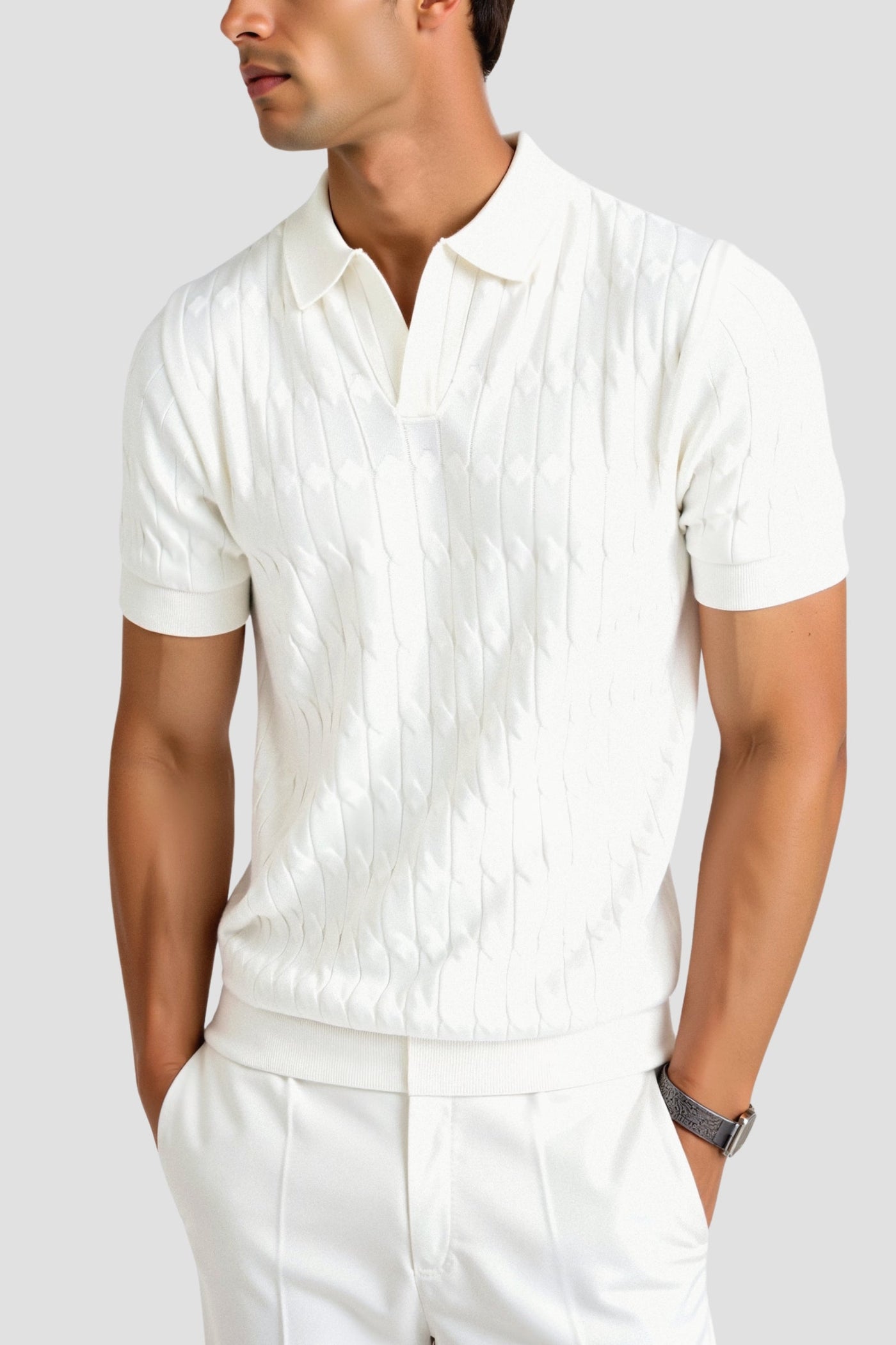 Luca Premium Cable Knit Polo
