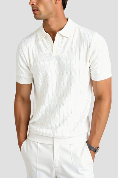 Luca Premium Cable Knit Polo