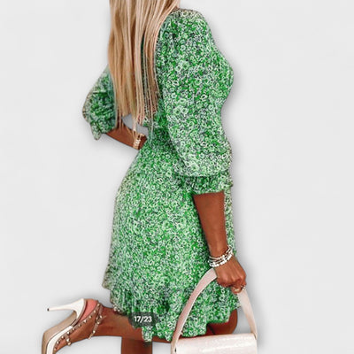 Floral Puff-Sleeve Dress for Women