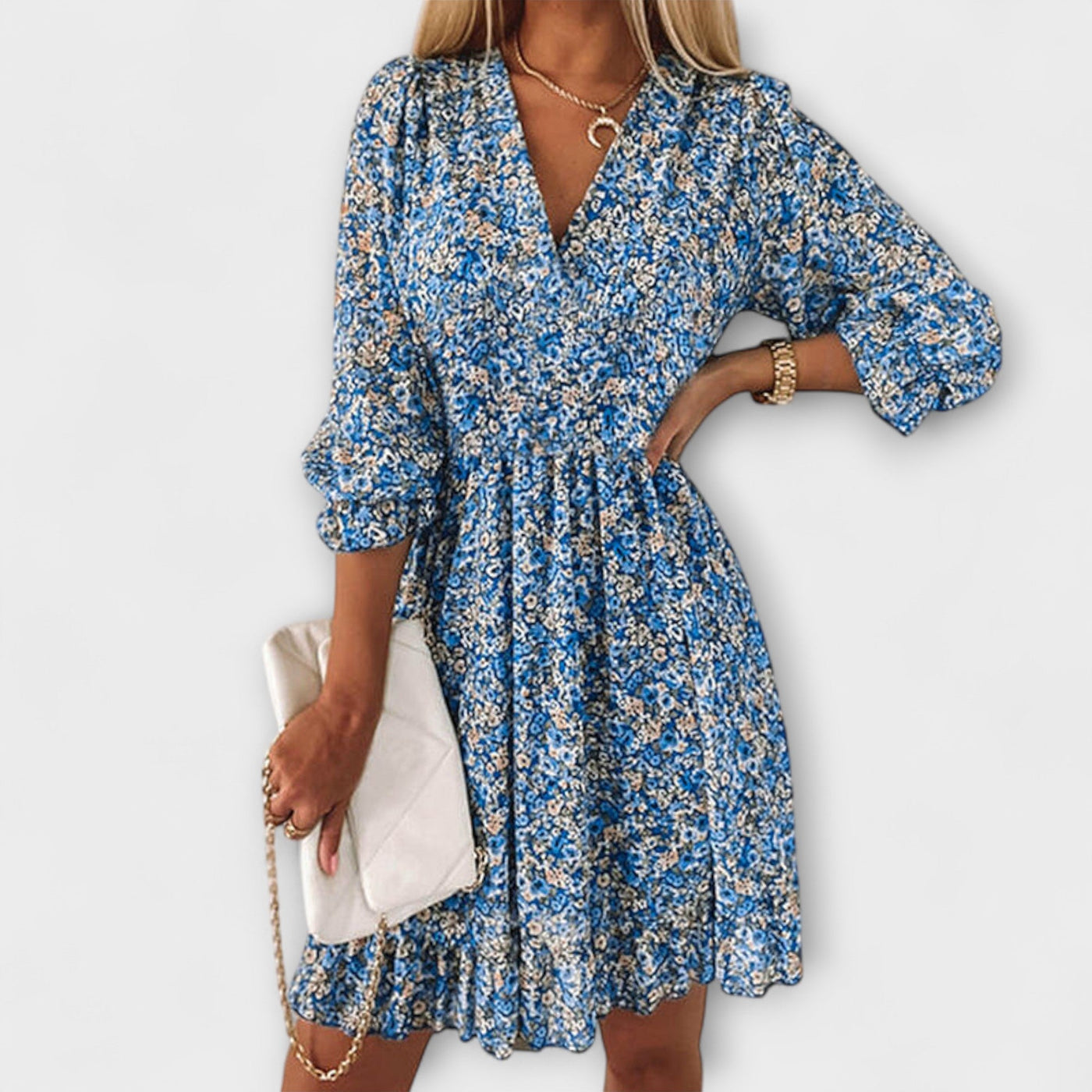 Floral Puff-Sleeve Dress for Women