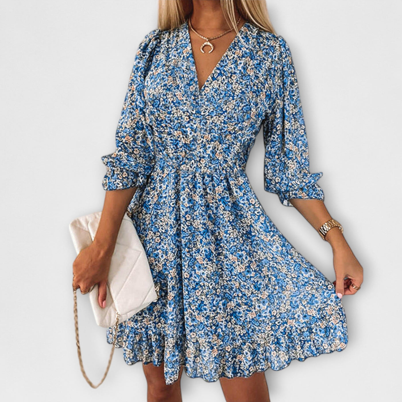 Floral Puff-Sleeve Dress for Women