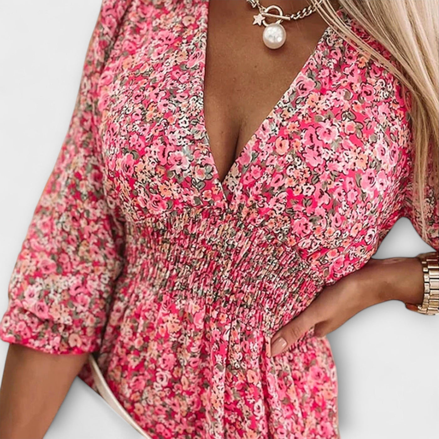 Floral Puff-Sleeve Dress for Women