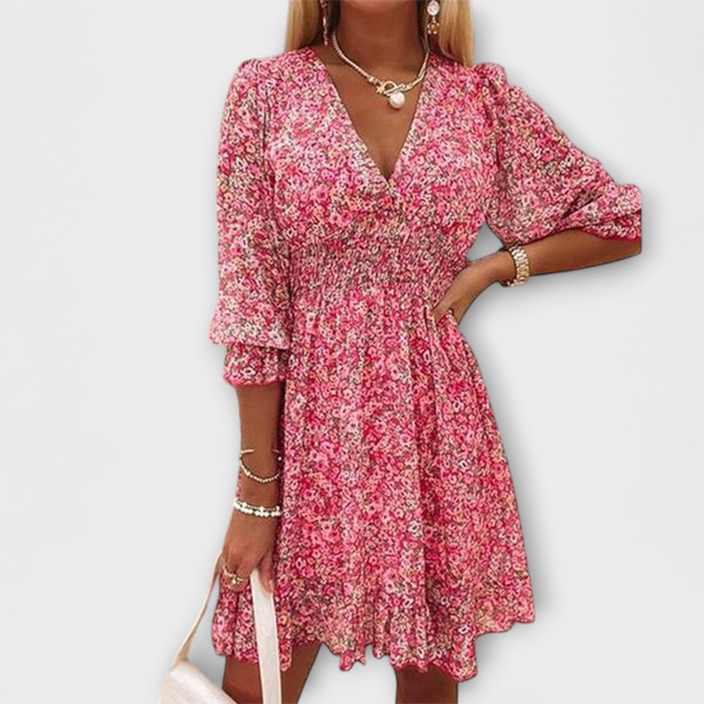 Floral Puff-Sleeve Dress for Women