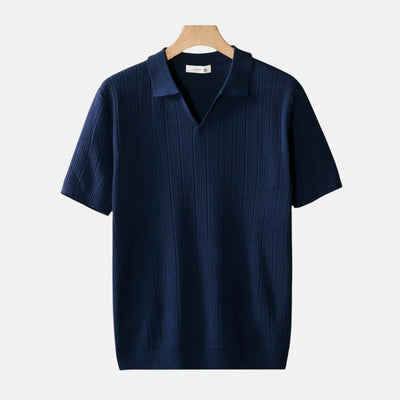 Avery Ribbed Open Collar Polo