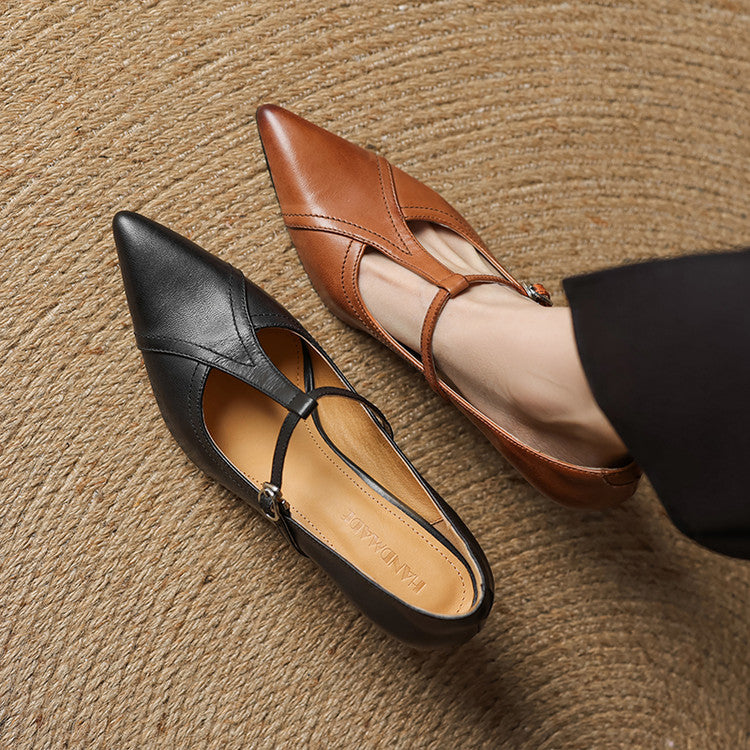 Elisse - Retro T-Strap Mid Heel