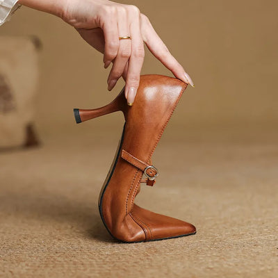 Elisse - Retro T-Strap Mid Heel