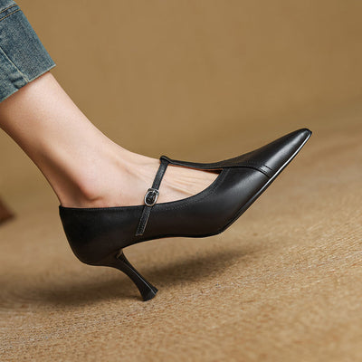 Elisse - Retro T-Strap Mid Heel