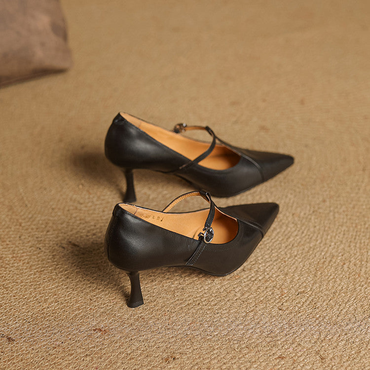 Elisse - Retro T-Strap Mid Heel