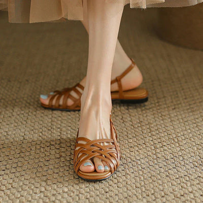 Alina-Woven Flat Sandals