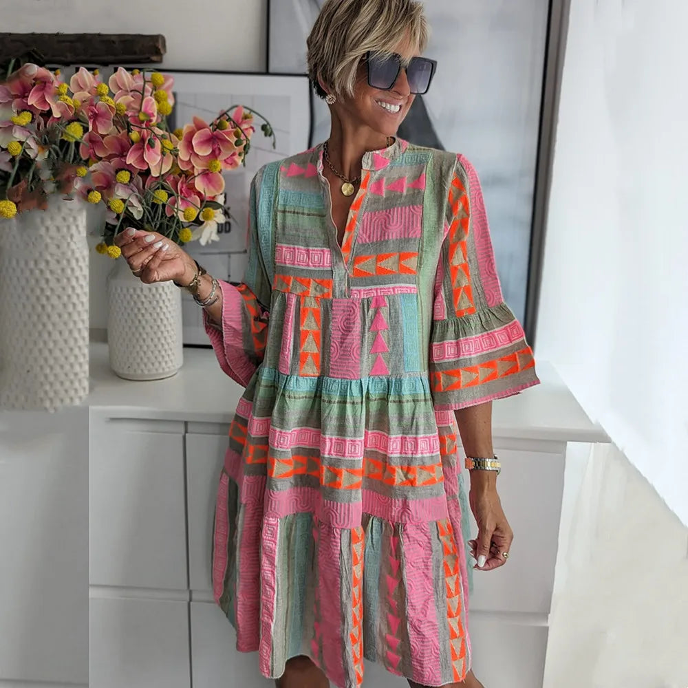 Juliane - Boho tiered swing dress