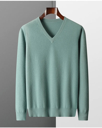 Wollpullover mit V-Ausschnitt