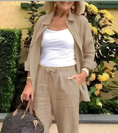 Martina - Linen and Cotton Shirt and Trouser Set