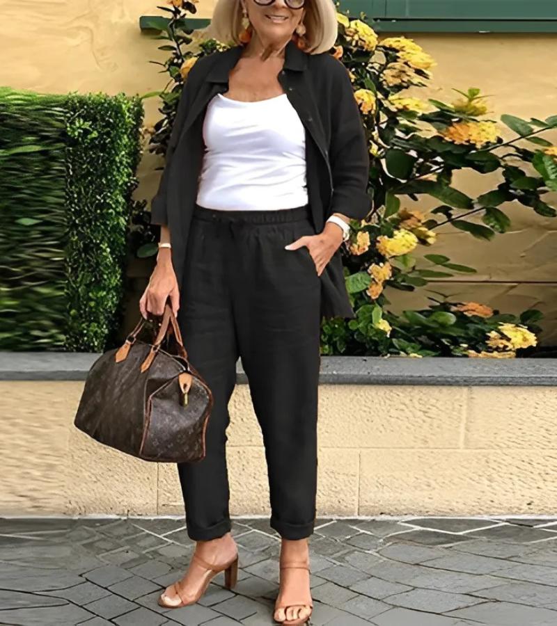 Martina - Linen and Cotton Shirt and Trouser Set