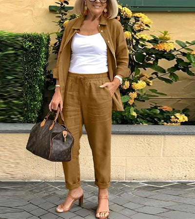 Martina - Linen and Cotton Shirt and Trouser Set