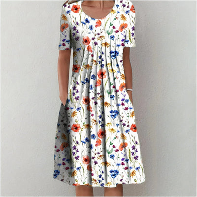 Ovelle™ | Floral Midi Dress with Pockets