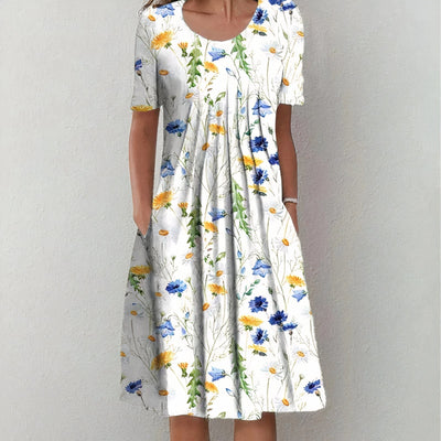 Ovelle™ | Floral Midi Dress with Pockets