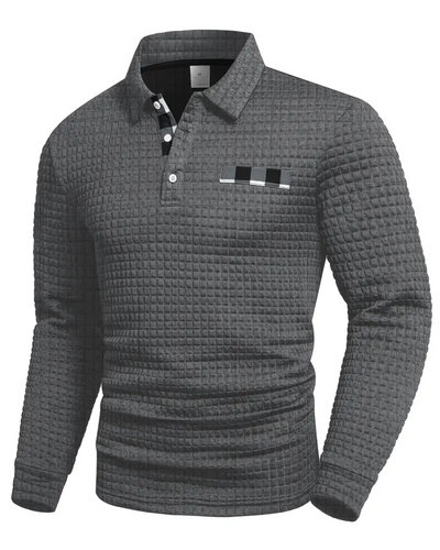 Gerippter Polo Pullover