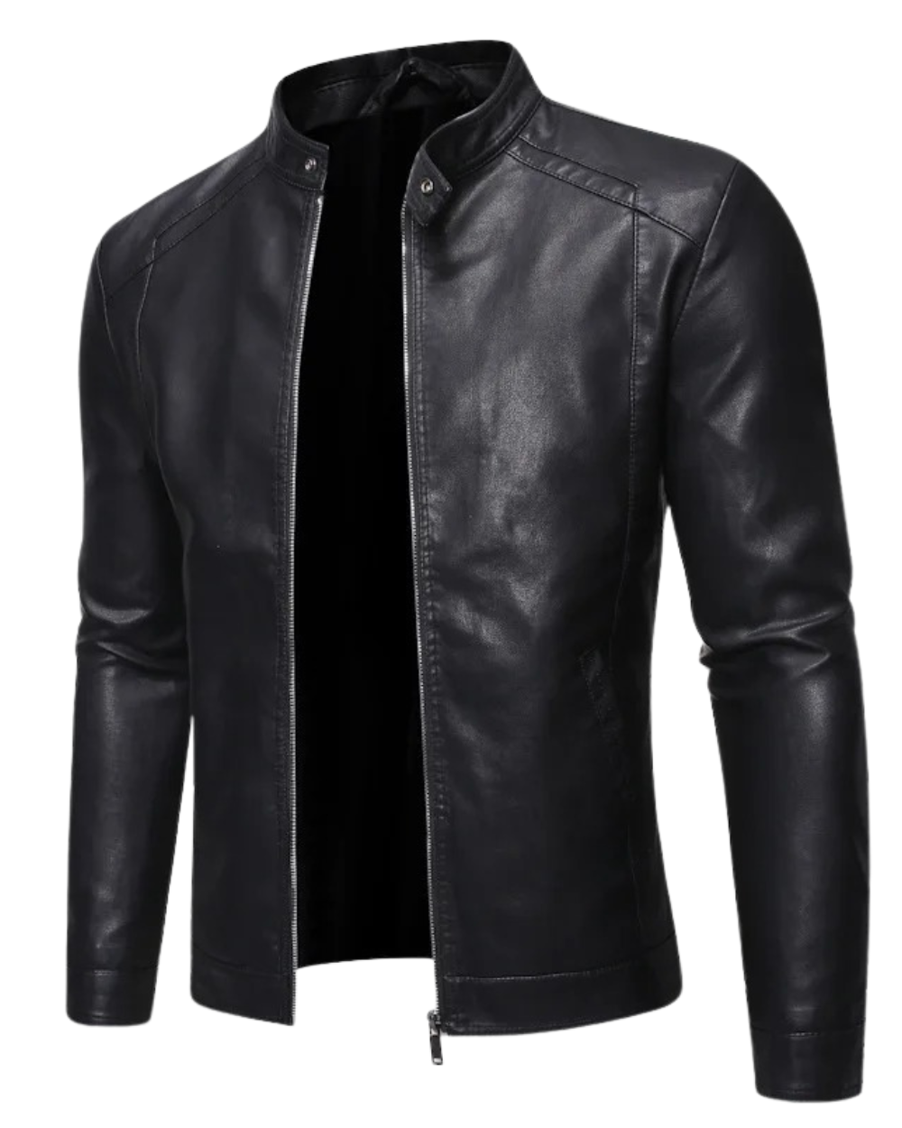 Lederjacke mit Stehkragen