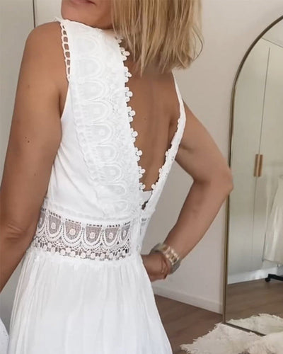 Alexandra - White Plunge Dress