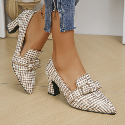 Estelle – Houndstooth Block Heel Loafers