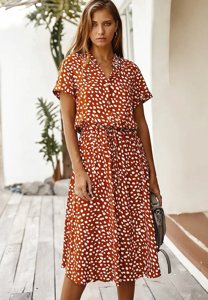 Amber | Printed V-Neck Dress