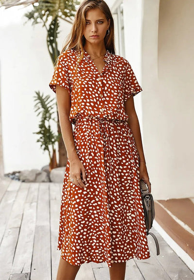 Amber | Printed V-Neck Dress
